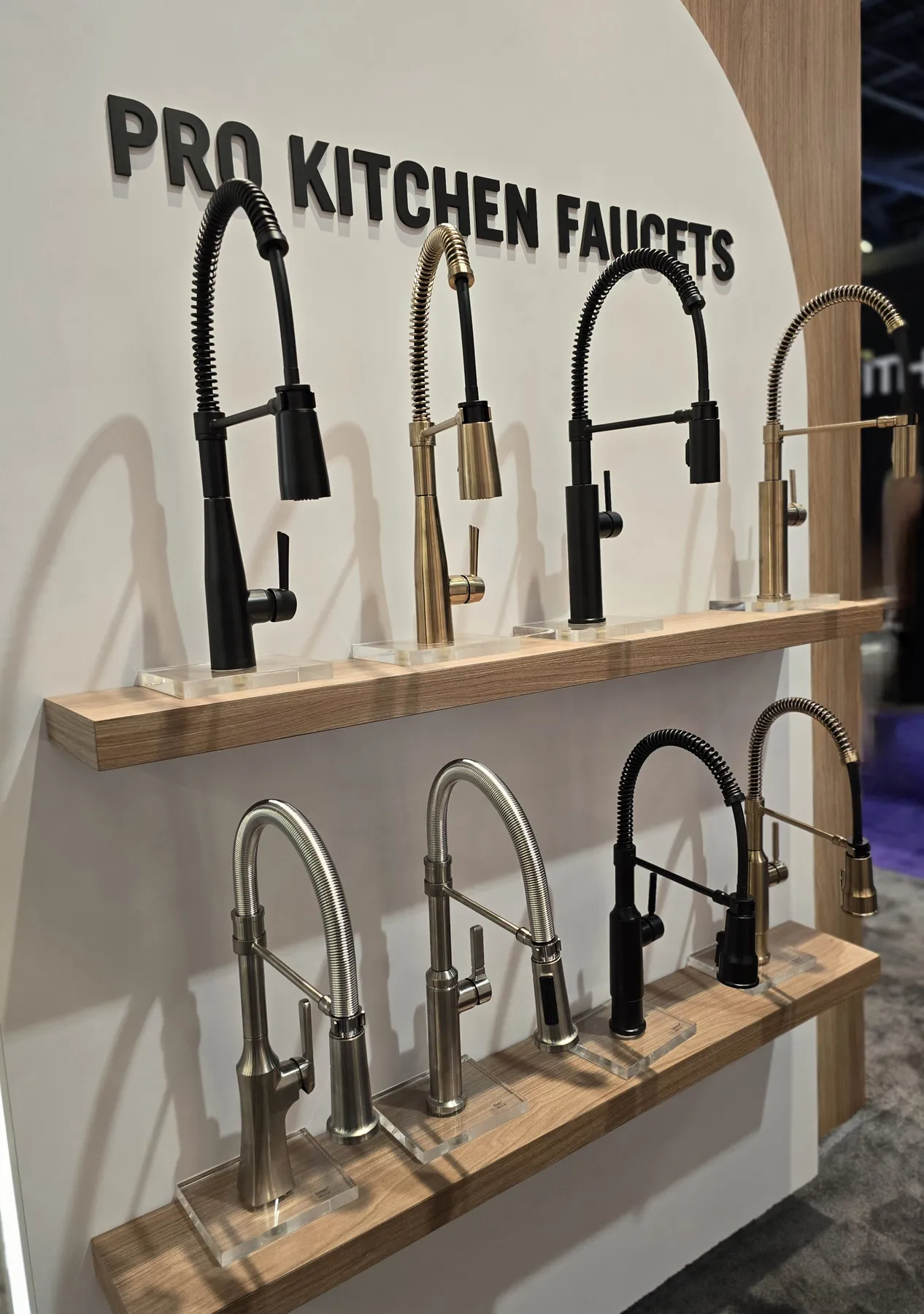 Kitchen faucet display in the Patriot Plumbing fixture showroom